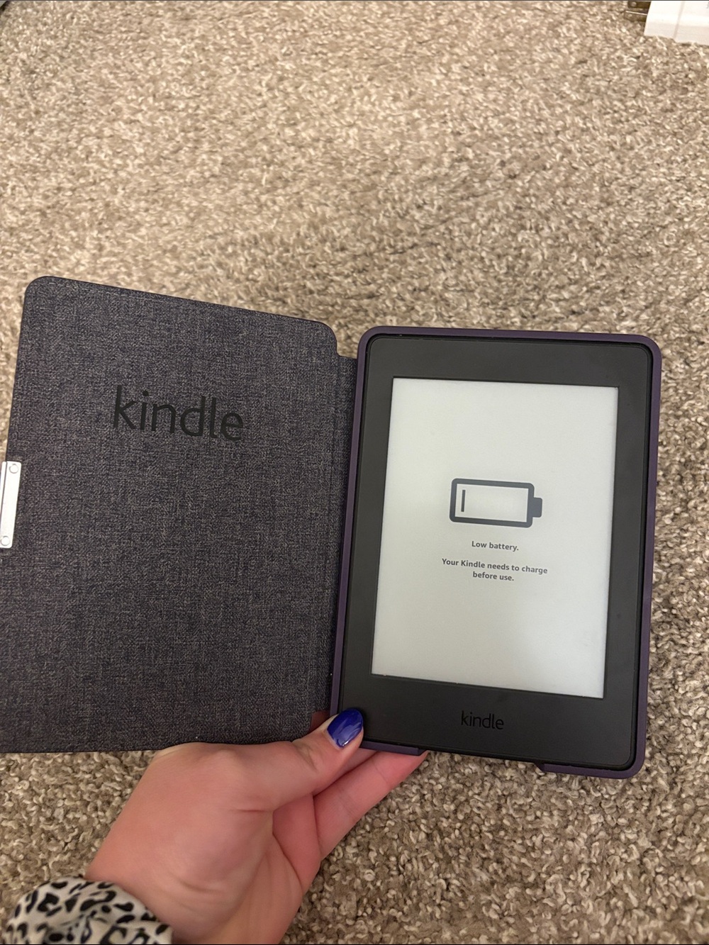 Kindle E-Reader with Purple Protective Cover